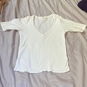 Nation LTD White V-Neck Short Sleeve Tee
